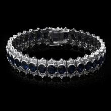 14K White Gold 22.41ct. Sapphire & Diamond Bracelet