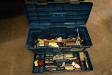 Plastic Tool Box & Contents