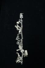 Coin Silver Charm Bracelet with Charms