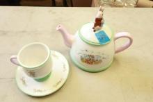 Beatrix Potter Tea Pot With Cup And Saucer