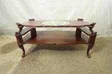 Art Deco Coffee Table with Round Glass Centerpiece