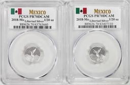 Lot of (2) 2018-Mo Mexico Proof 1/20 oz Silver Libertad Coins PCGS PR70DCAM