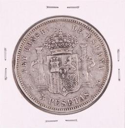 1888 Spain 5 Pesetas Silver Coin