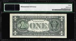 2009 $1 Federal Reserve Note Mismatched Serial Number Error Fr.1934-L PMG Very Fine 30