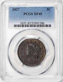 1827 Coronet Head Large Cent Coin PCGS XF45