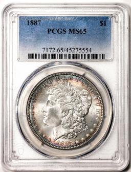 1887 $1 Morgan Silver Dollar Coin PCGS MS65 Great Toning