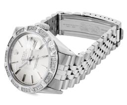 Rolex Mens Stainless Steel Silver Index Diamond Datejust Wristwatch With Rolex Box
