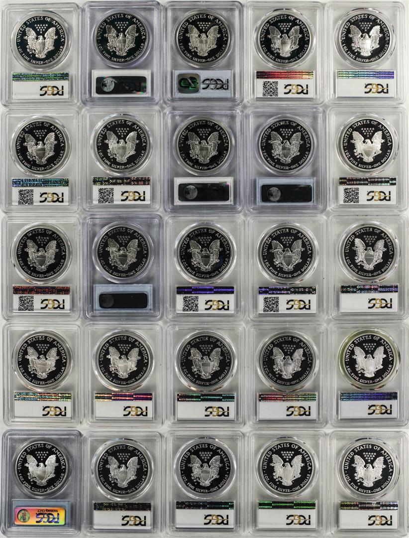 1986-2011 $1 Proof American Silver Eagle (25) Coin Set PCGS PR69DCAM w/ Box