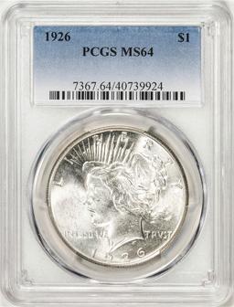 1926 $1 Peace Silver Dollar Coin PCGS MS64