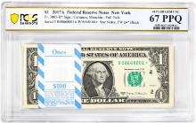 Pack of 2017A $1 Federal Reserve STAR Notes NY Fr.3005-B* PCGS Superb Gem UNC 67PPQ