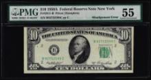 1950A $10 Federal Reserve Note New York Misalignment Error PMG About Uncirculated 55