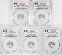 Lot of (5) 2018-Mo Mexico Proof 1/10 oz Silver Libertad Coins PCGS PR70DCAM