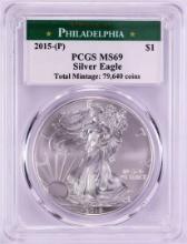 2015-(P) $1 American Silver Eagle Coin PCGS MS69 Struck at Philadelphia