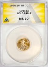 1998 $5 American Gold Eagle Coin ANACS MS70