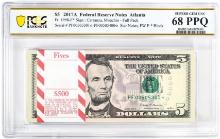 Pack 2017A $5 Federal Reserve STAR Notes Atlanta Fr.1998-F* PCGS Superb Gem UNC 68PPQ