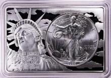 1996 $1 American Silver Eagle Coin & 2oz Silver Bar Set