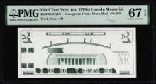 Circa 1970's Lincoln Memorial Giori Test Note PMG Superb Gem Uncirculated 67EPQ