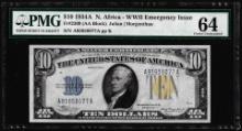 1934A $10 North Africa WWII Silver Certificate Note Fr.2309 PMG Choice Uncirculated 64