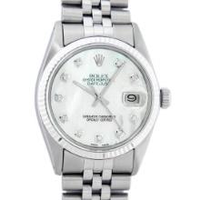 Rolex Mens Stainless Steel Diamond Datejust Wristwatch