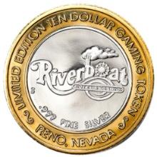 .999 Silver Riverboat Reno, Nevada $10 Casino Limited Edition Gaming Token