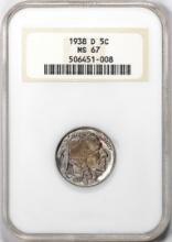 1938-D Buffalo Nickel Coin NGC MS67 Amazing Toning Old Fatty Holder