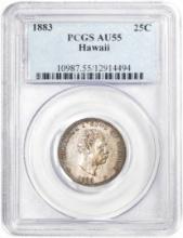1883 Kingdom of Hawaii Quarter Coin PCGS AU55