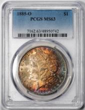 1885-O $1 Morgan Silver Dollar Coin PCGS MS63 Amazing Toning