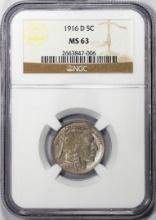 1916-D Buffalo Nickel Coin NGC MS63
