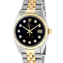 Rolex Mens Two Tone Diamond Datejust Wristwatch