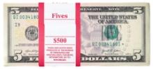 Pack of (100) Consecutive 2021 $5 Federal Reserve Star Notes