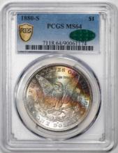 1880-S $1 Morgan Silver Dollar Coin PCGS MS64 Amazing Reverse Toning CAC