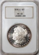 1878-S $1 Morgan Silver Dollar Coin NGC MS63 Old Fatty Holder Nice Toning