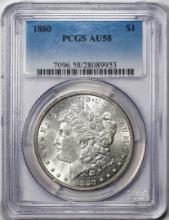 1880 $1 Morgan Silver Dollar Coin PCGS AU58
