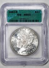 1881-S $1 Morgan Silver Dollar Coin ICG MS65