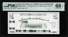 Circa 1970's Lincoln Memorial Giori Test Note PMG Superb Gem Uncirculated 68EPQ