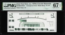 Circa 1970's Lincoln Memorial Giori Test Note PMG Superb Gem Uncirculated 67EPQ