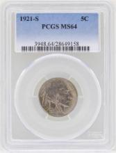 1921-S Buffalo Nickel Coin PCGS MS64