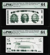 Set of Giori Test Note Washington & Lincoln Memorial PMG Choice Uncirculated 64