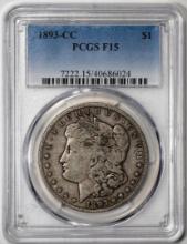 1893-CC $1 Morgan Silver Dollar Coin PCGS F15