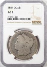 1884-CC $1 Morgan Silver Dollar Coin NGC AG3