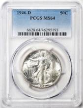 1946-D Walking Liberty Half Dollar Coin PCGS MS64