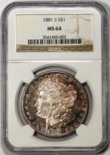 1881-S $1 Morgan Silver Dollar Coin NGC MS64 Nice Toning