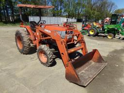 Kubota L3300 4 WD Tractor with LA480 Loader, 60'' Bucket, Canopy, 3 PT, PTO
