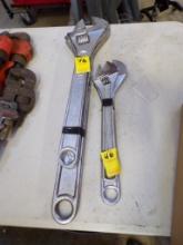 Group Of Assorted Size, Adjutable Wrenches, 12'', 15'', 18'' 24''