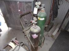 Set Of Oxy Acetylene Torches On Cart (Front Garage)