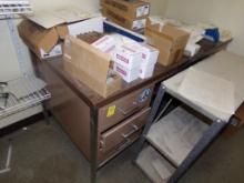 Desk and Chair With Edco Parts And Other Misc Contents and Small Metal 3 Ti