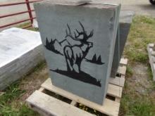 Deer/Elk  Mountain Scene Monument Stone, Approx. 36'' Tall x 25'' Wide