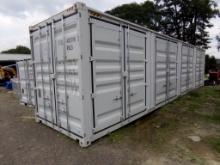 New 40' Storage Container (4) Side Access Doors, Swing Out Doors On One End
