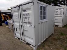 New 8' Storage Container, Swing Out Doors On One End, Walk-Thru Door And Ba
