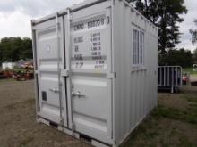 New 9' Storage Container, Swing Out Doors On One End, Walk-Thru Door And Ba